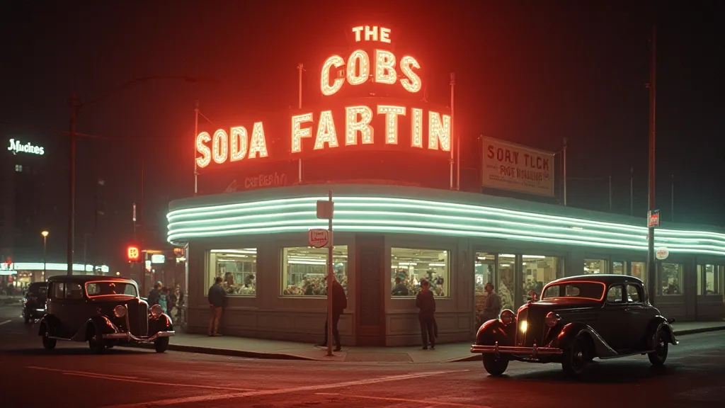 Vintage street scene with a neon sign