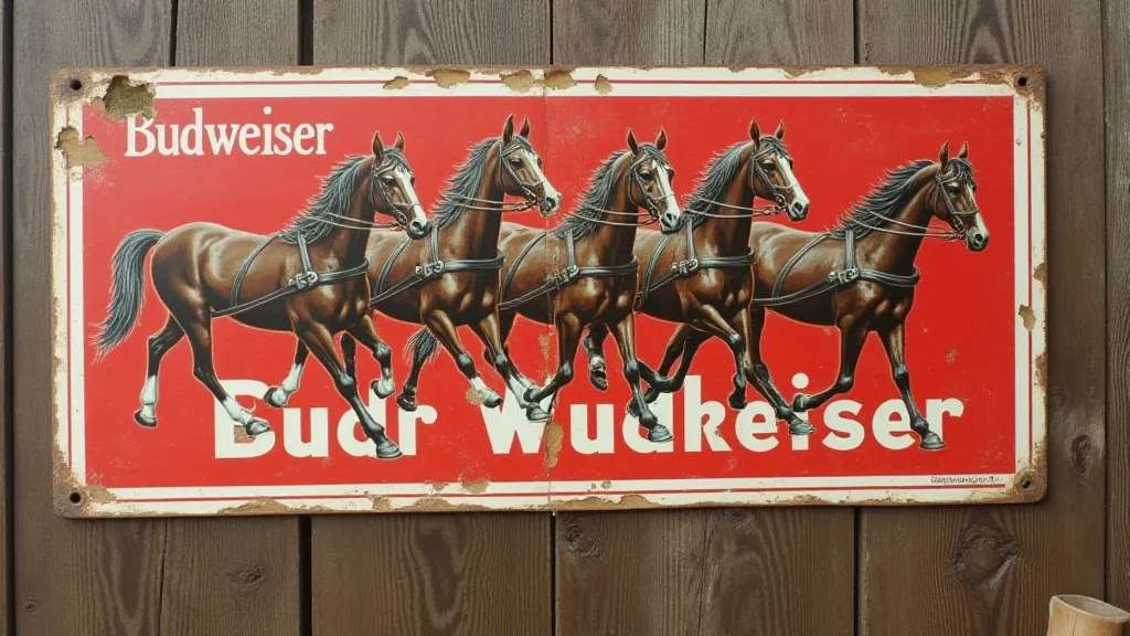 Vintage Budweiser sign with Clydesdales