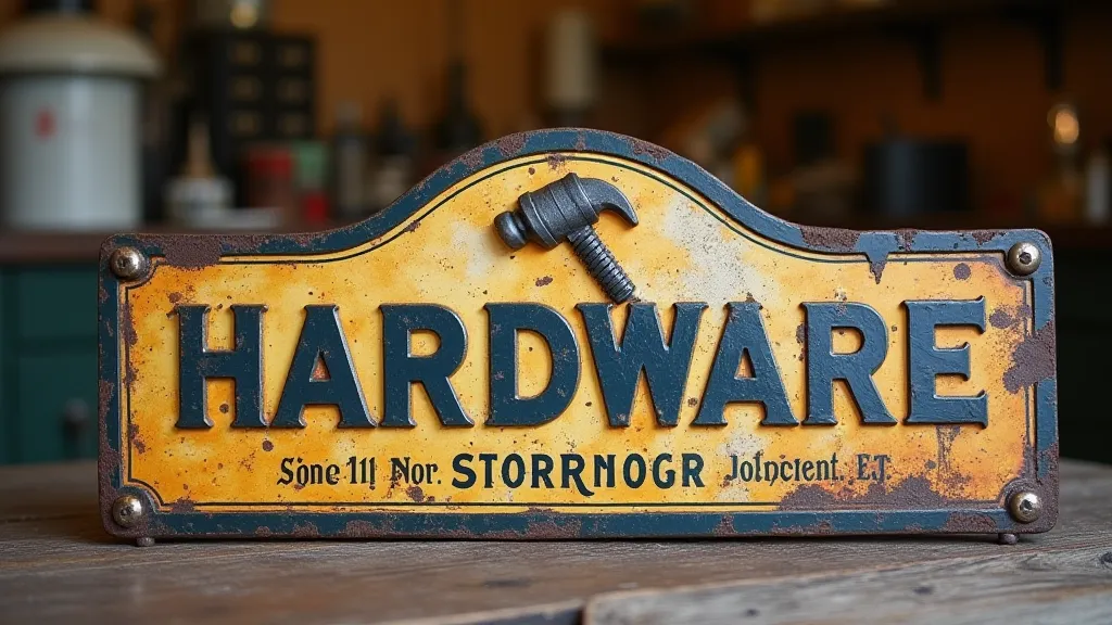 Antique cast zinc advertising sign for a hardware store