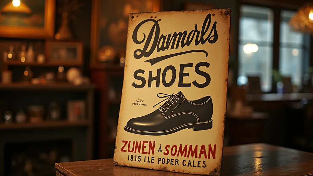Vintage paper shoe advertising sign