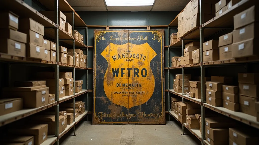 Vintage sign in storage room