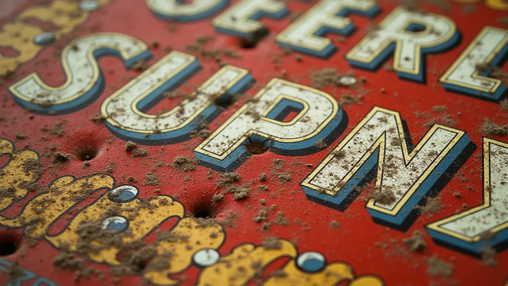 Vintage advertising sign with surface grime